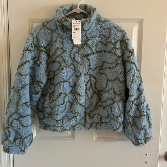 All in Favor Jackets & Blazers - All in Favor Print Fleece Bomber Jacket in Blue NWT size Small